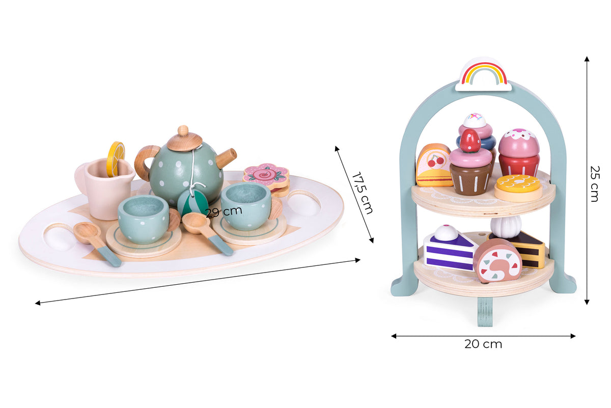 Tējas un kafijas servīze ar cepumiem, tasītēm un paplāti | EcoToys
