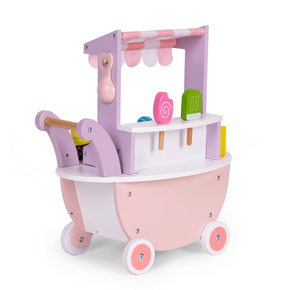 Koka saldējuma ratiņi – bērnu veikals, 12 gab. | EcoToys