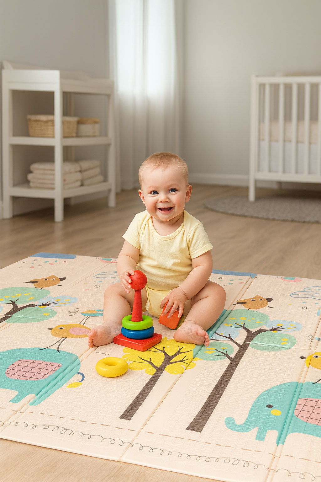 Izglītojošs divpusējs putu paklājs 200x180 cm ar auguma mērītāju un alfabētu | EcoToys