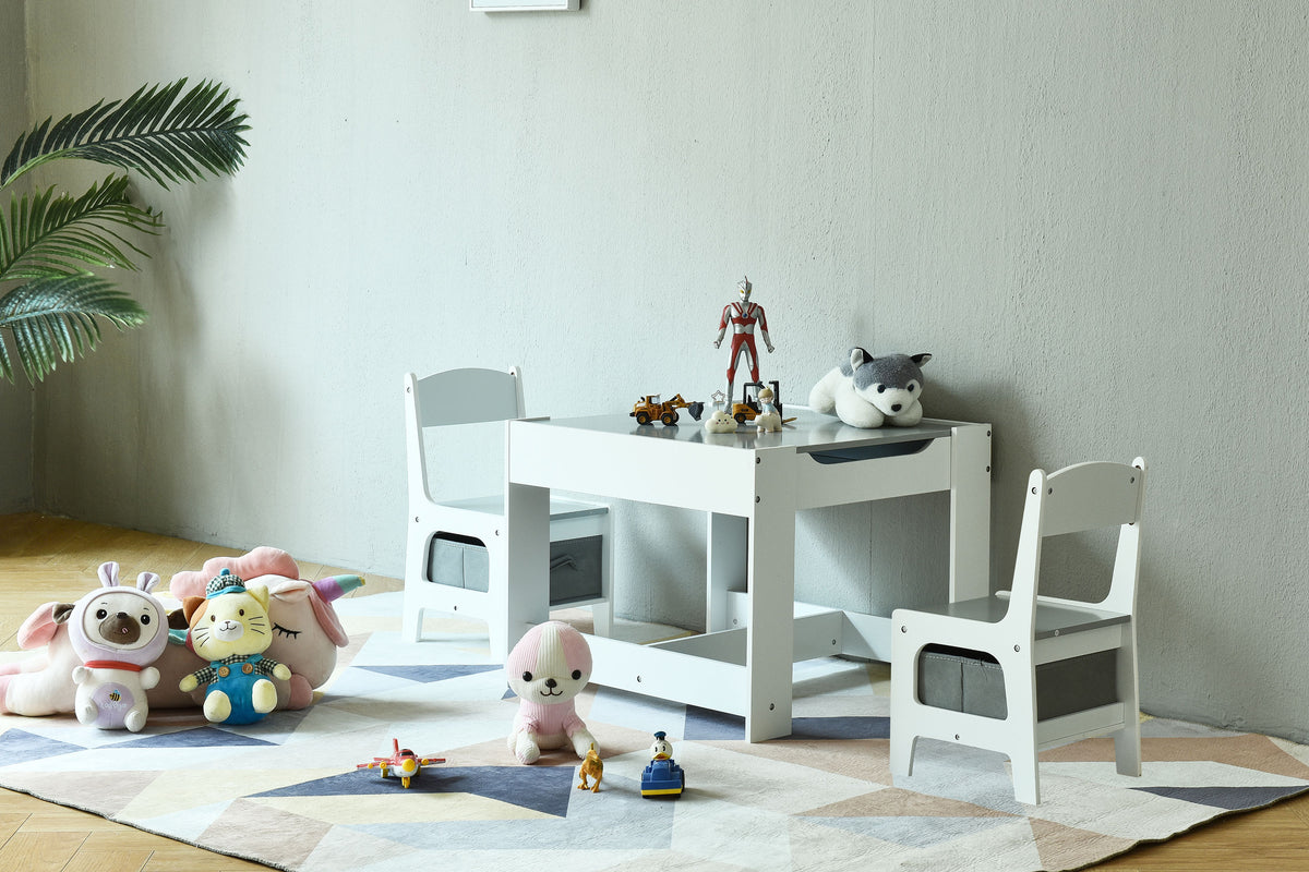Koka bērnu mēbeļu komplekts: galds ar tāfeli + 2 krēsli | EcoToys
