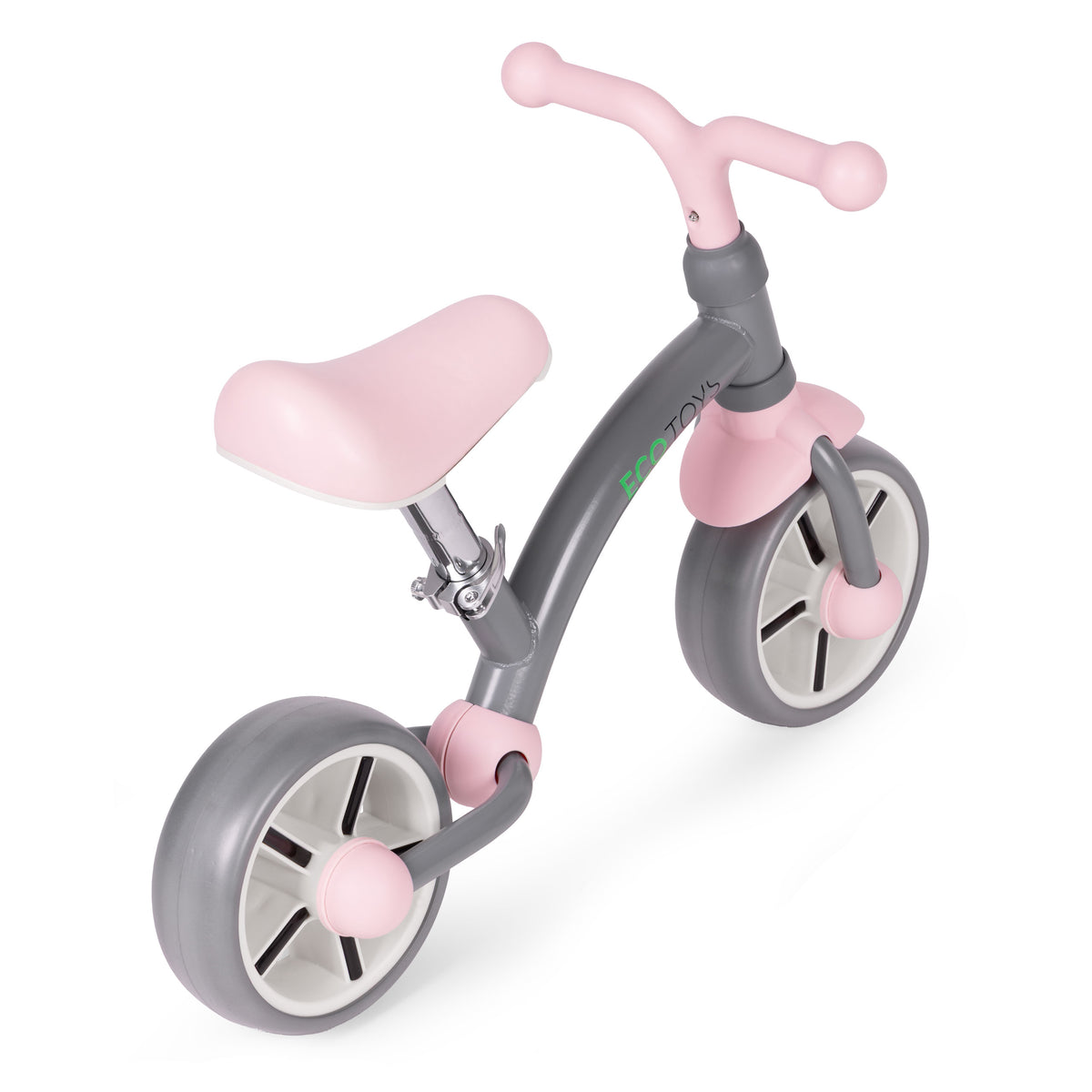 Līdzsvara velosipēds ar EVA riteņiem un regulējamu sēdekli, pelēks | EcoToys