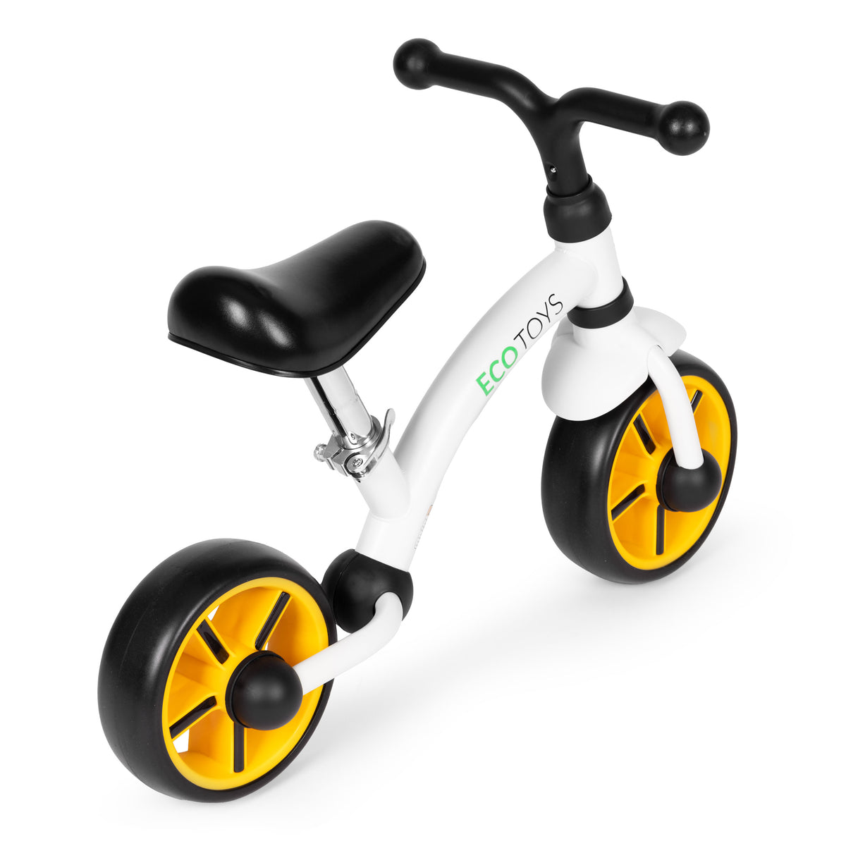 Līdzsvara velosipēds ar EVA riteņiem un regulējamu sēdekli, melns | EcoToys