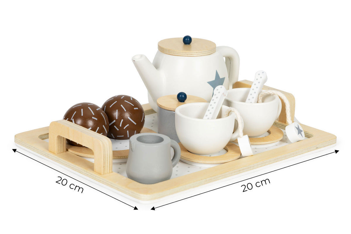 Koka tējas servīze ar krūzi un tasītēm, 17 gab. | EcoToys