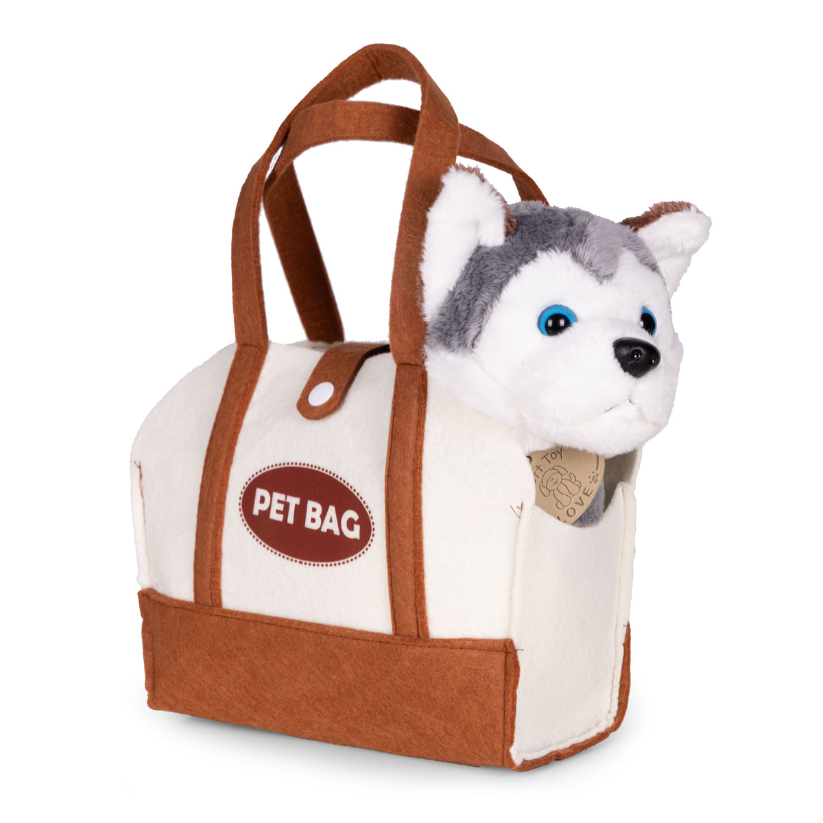 Plīša kucēns somā “Haskijs” + suku birste | EcoToys