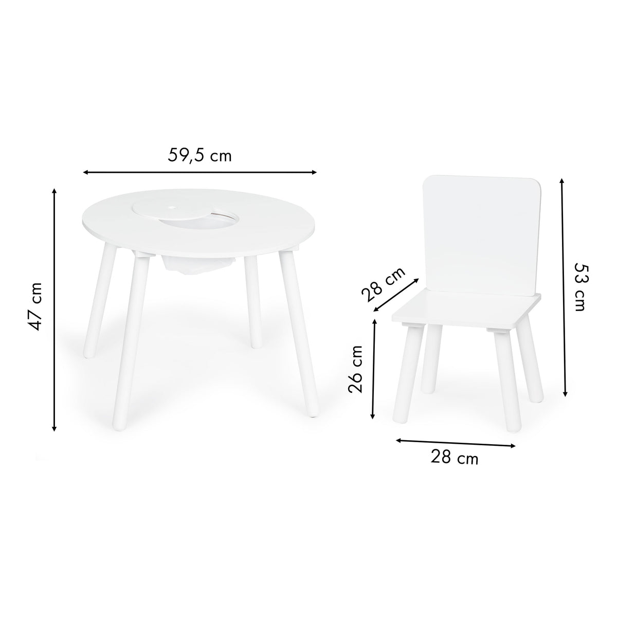 Balts bērnu galds ar diviem krēsliem | EcoToys