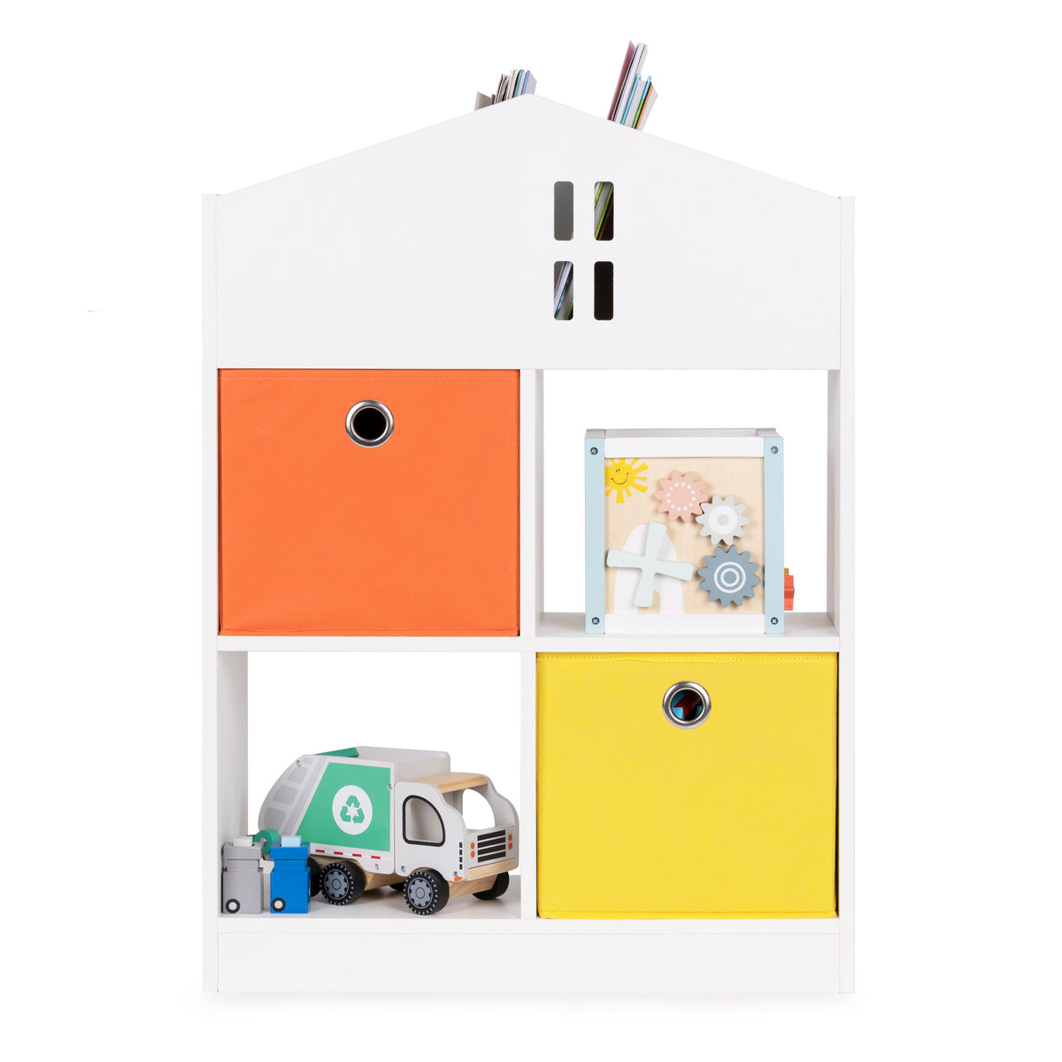 Koka bērnu plaukts – leļļu mājas organizators ar nodalījumiem | EcoToys