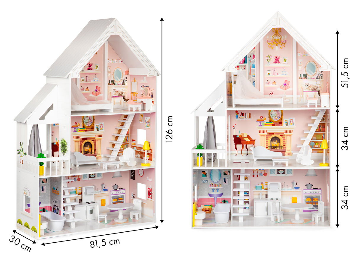 Koka leļļu māja XXL “Pudrowa Mansion” | EcoToys