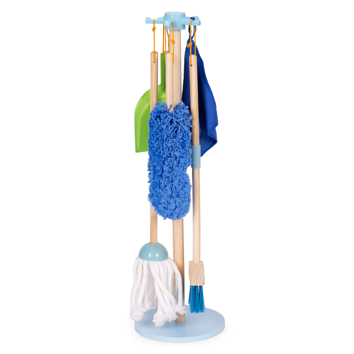 Koka bērnu tīrīšanas komplekts – mops, slota, liekšķere, 7 gab. | EcoToys