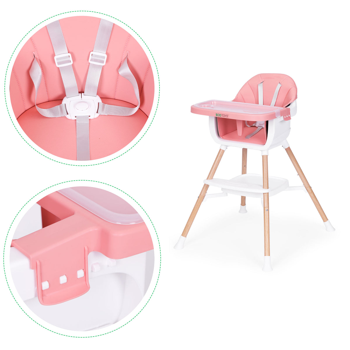 Barošanas krēsliņš 2in1, rozā | EcoToys