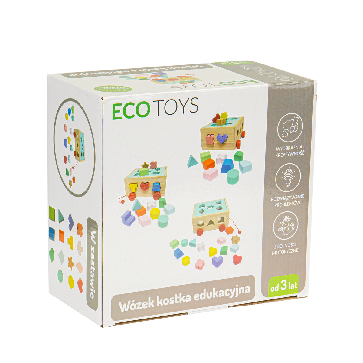 Koka stumjamie ratiņi – šķirotājs ar klucīšiem | EcoToys