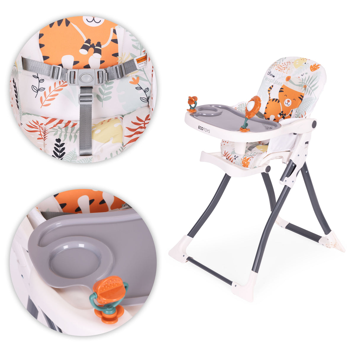 Saliekams barošanas krēsliņš ar rotaļlietām | EcoToys