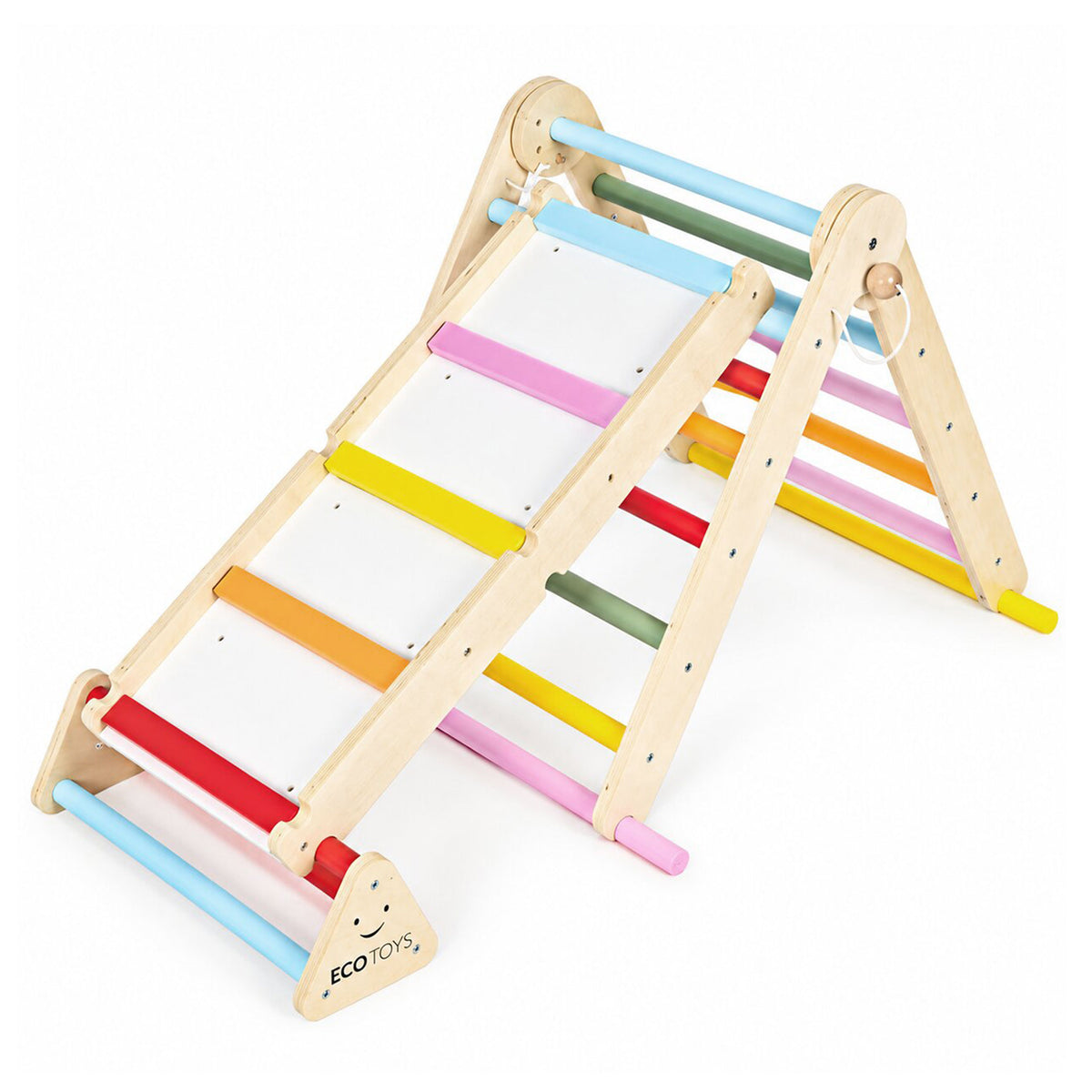 Koka Montessori kāpelēšanas komplekts ar kāpnēm un līdzsvara baļķi “LUNA” | EcoToys