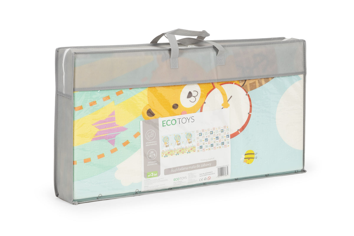 Izglītojošs divpusējs putu paklājs, liels, saliekams, ar somu | EcoToys
