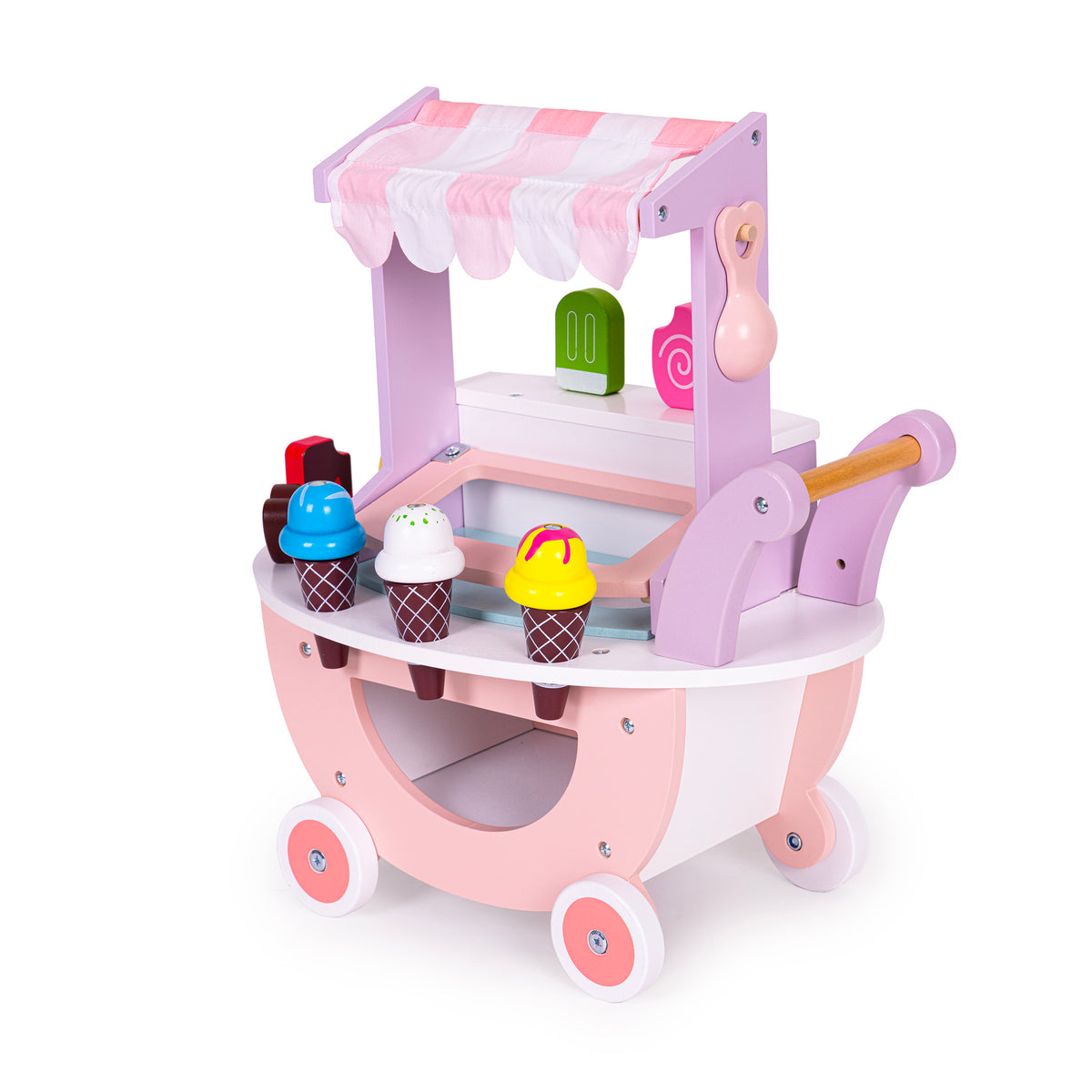Koka saldējuma ratiņi – bērnu veikals, 12 gab. | EcoToys