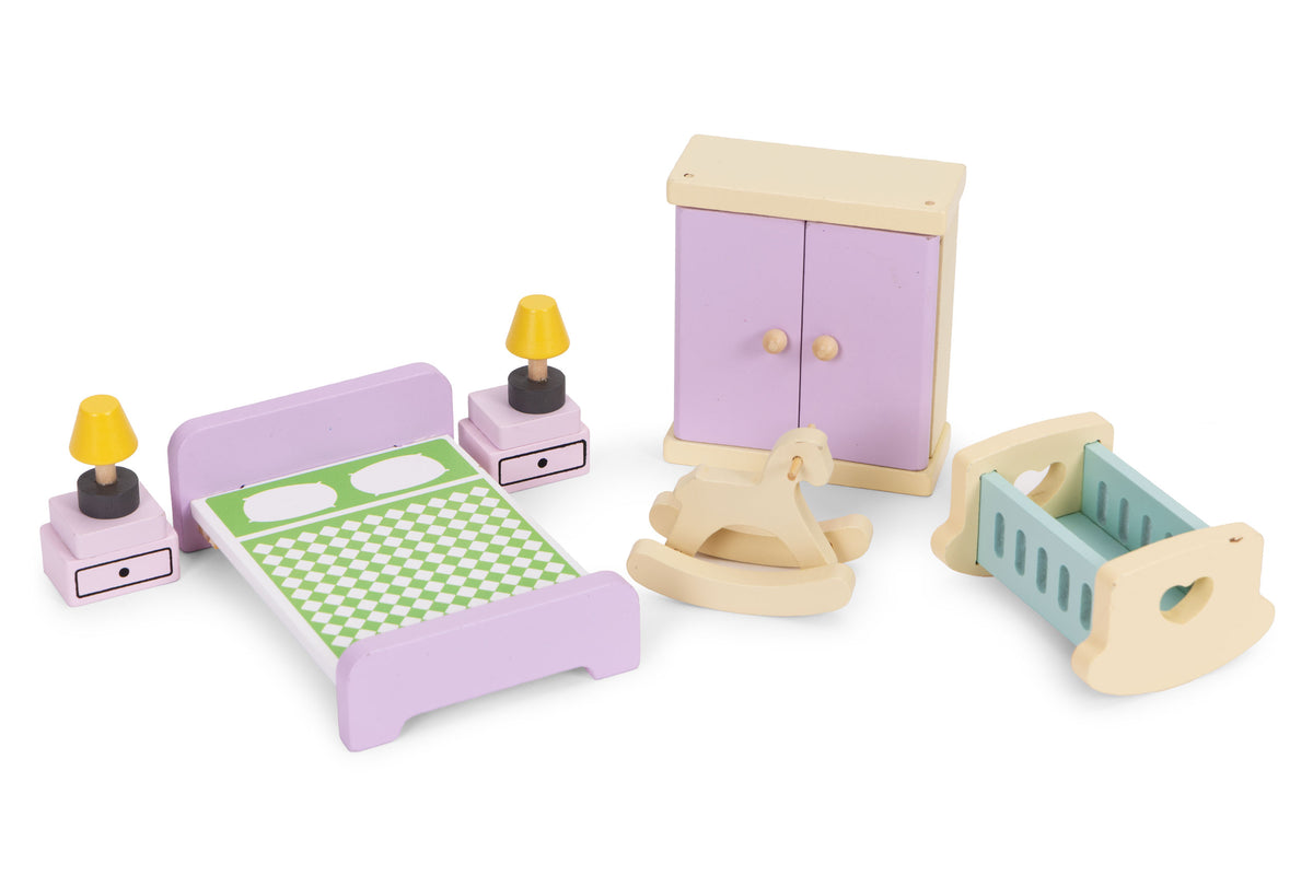 Koka leļļu mājas mēbeļu un piederumu komplekts, 30 gab. | EcoToys