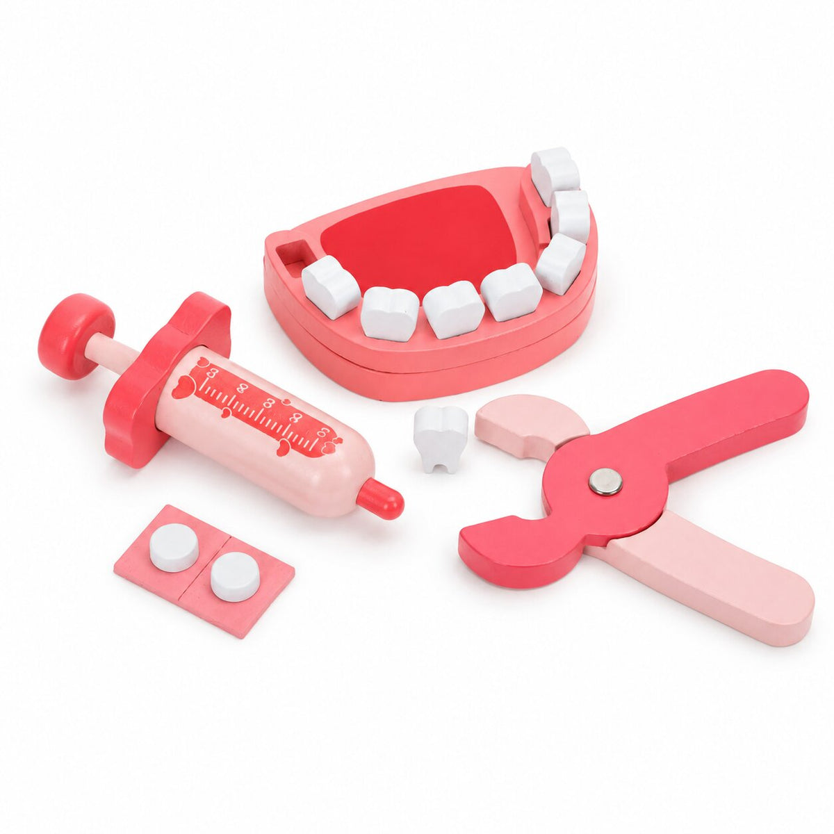 Koka mazā ārsta komplekts bērniem – ārsta soma, 26 gab. | EcoToys
