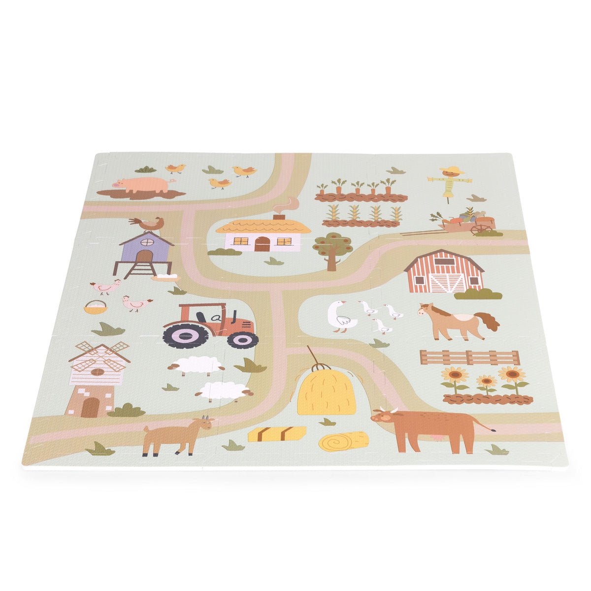 Liels EVA putu paklājs “Ferma” 90,5x90,5 cm, 21 gab. | EcoToys