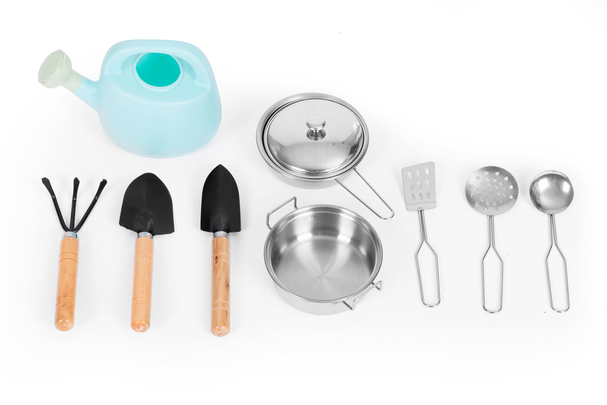 Bērnu āra “dubļu virtuve” ar piederumiem no egles koka | EcoToys