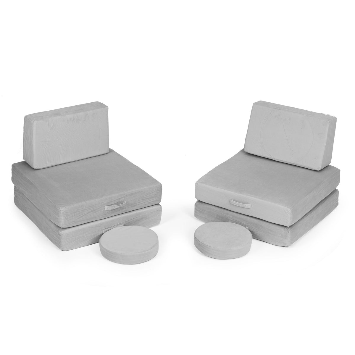 Liels saliekams modulārs bērnu dīvāns DIY, 8 mīksti spilveni, pelēks | EcoToys