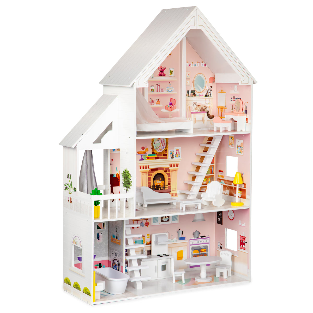 Koka leļļu māja XXL “Pudrowa Mansion” | EcoToys