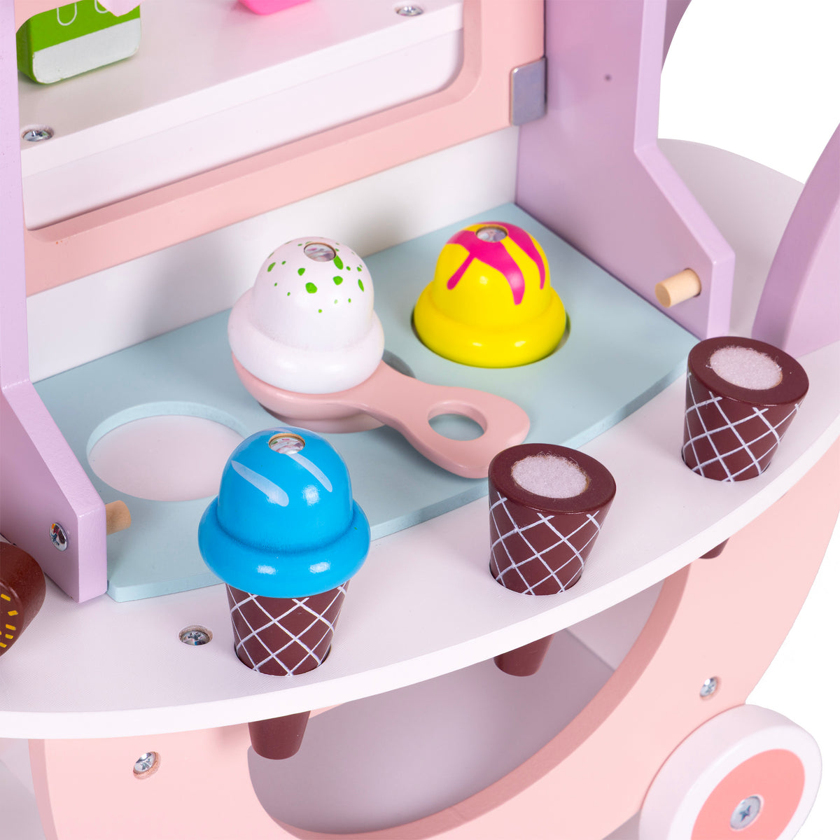 Koka saldējuma ratiņi – bērnu veikals, 12 gab. | EcoToys