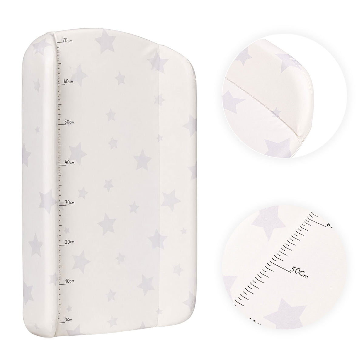 Ciets profilēts pārtinamais paliktnis 85x50 cm gultiņai un kumodei “Zvaigznes” | EcoToys