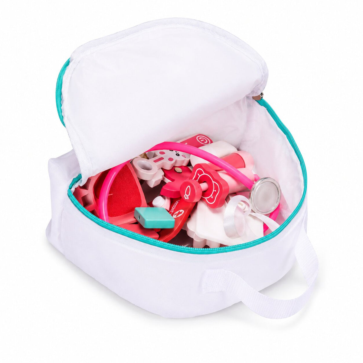 Koka mazā ārsta komplekts bērniem – ārsta soma, 26 gab. | EcoToys
