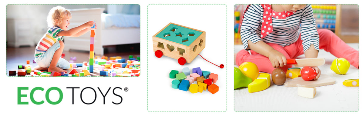Koka stumjamie ratiņi – šķirotājs ar klucīšiem | EcoToys