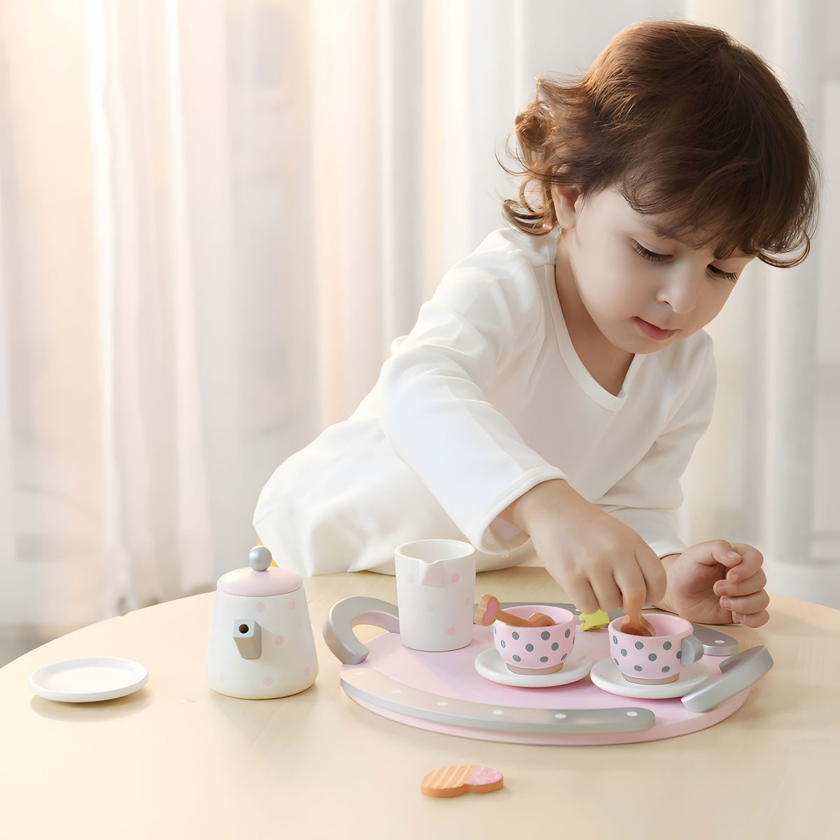 Koka tējas servīze ar tējkannu un tasītēm, 15 gab. | EcoToys
