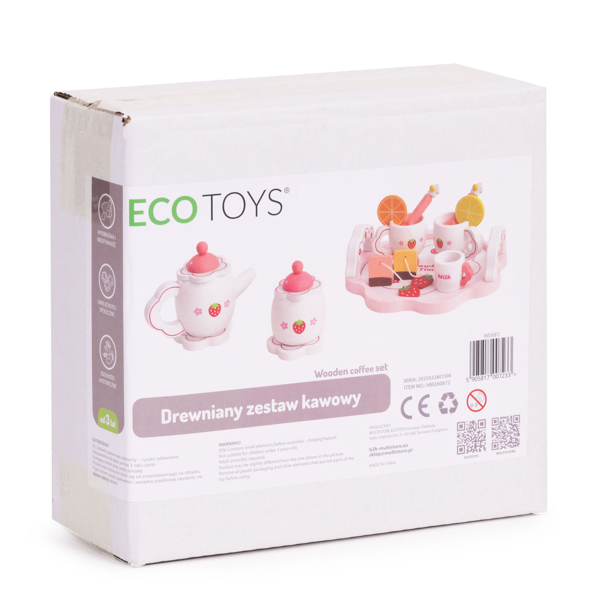 Koka tējas servīze ar tējkannu un tasītēm, 14 gab. | EcoToys