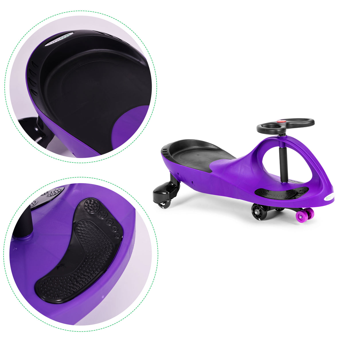 Bērnu pašbraucošā mašīna (wiggle car) ar LED riteņiem, violeta | EcoToys