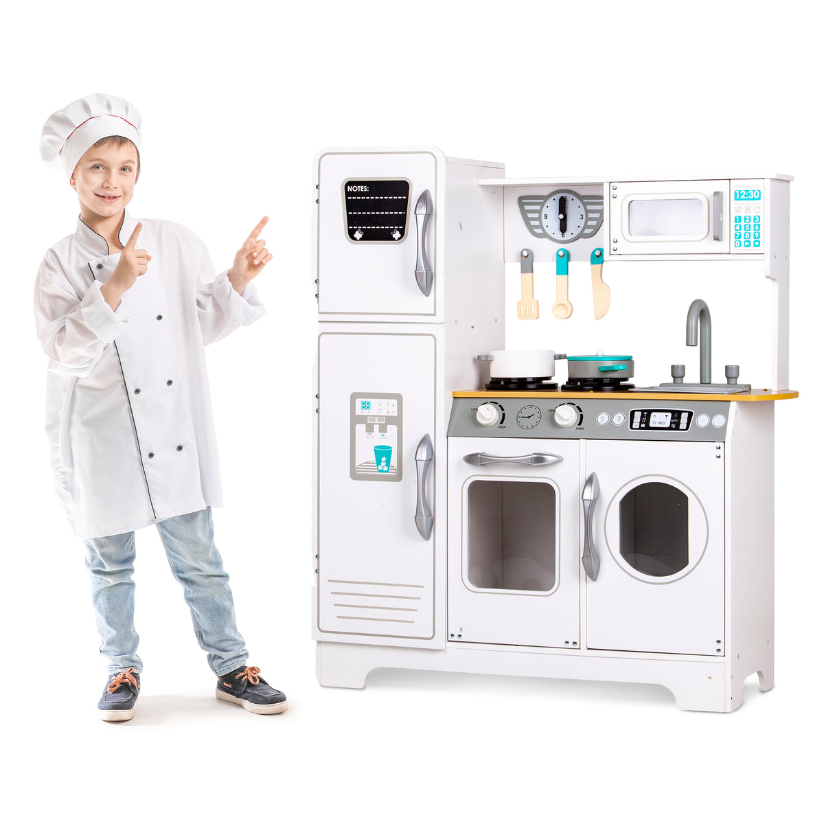 Liela balta koka bērnu virtuve | EcoToys