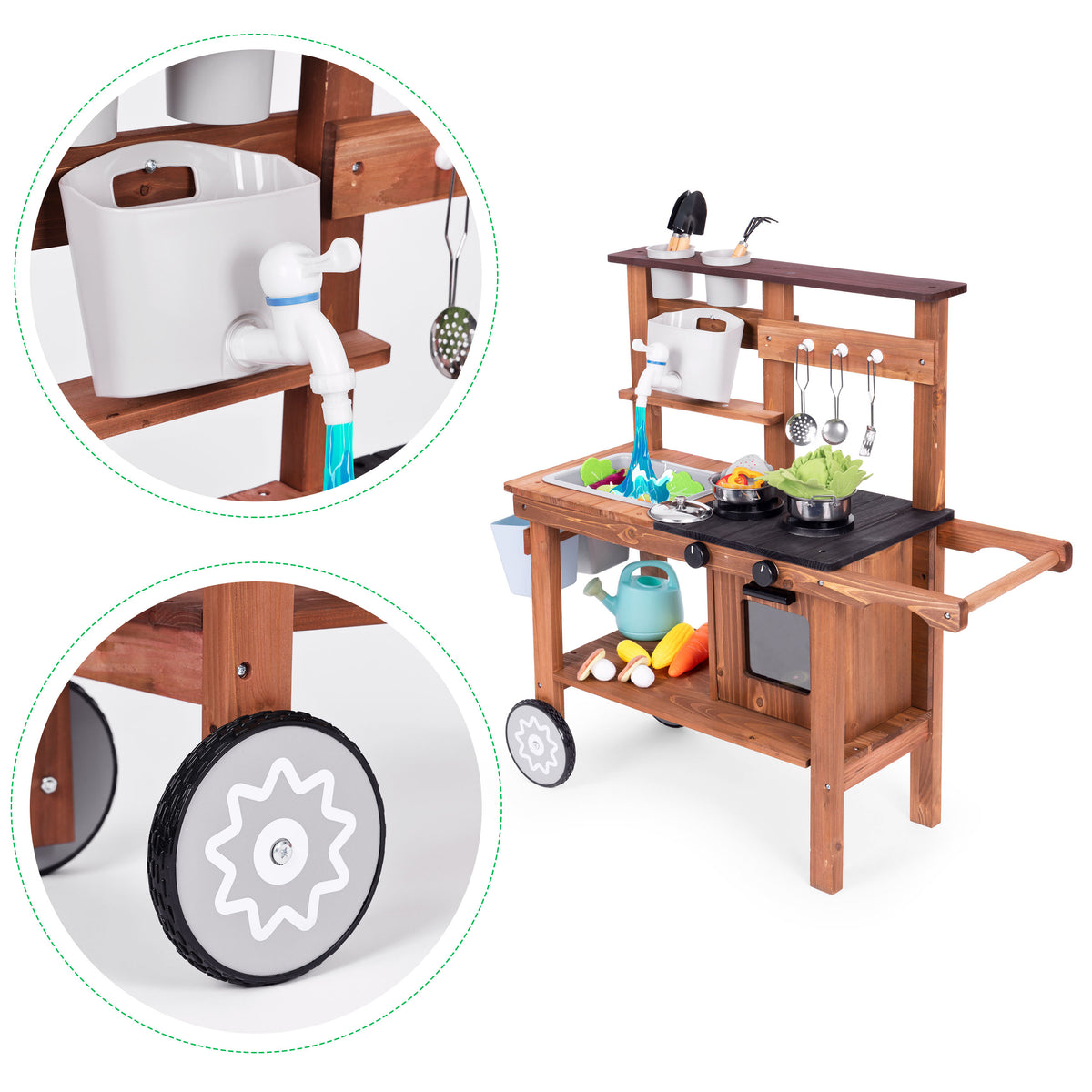 Bērnu āra “dubļu virtuve” ar piederumiem no egles koka | EcoToys