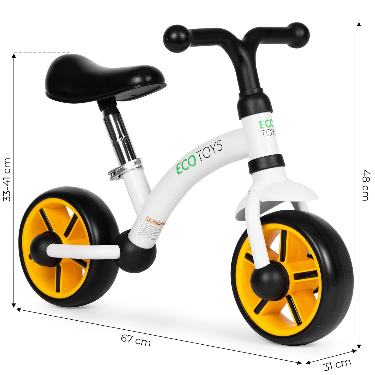 Līdzsvara velosipēds ar EVA riteņiem un regulējamu sēdekli, melns | EcoToys