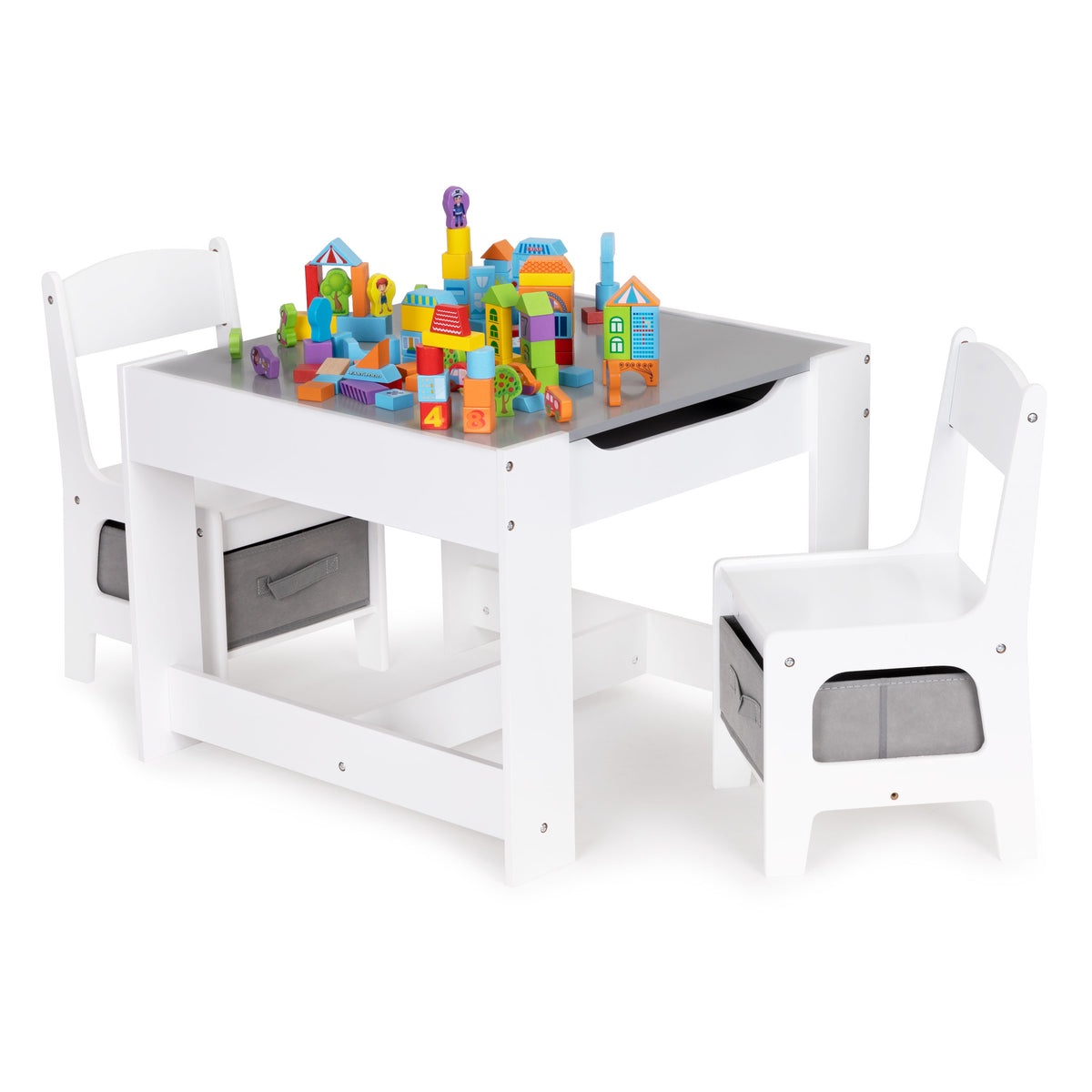 Koka bērnu mēbeļu komplekts: galds ar tāfeli + 2 krēsli | EcoToys