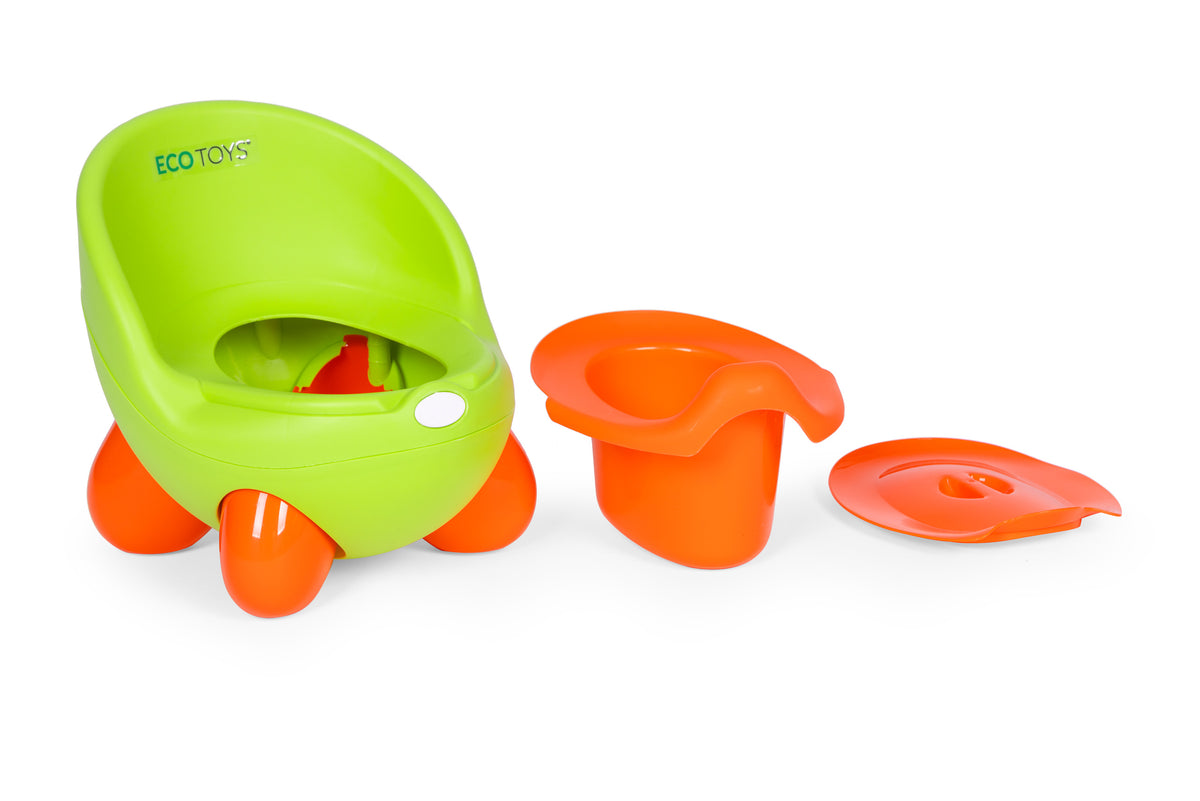 Bērnu podiņš ar izņemamu ieliktni un neslīdošām kājiņām, zaļš | EcoToys