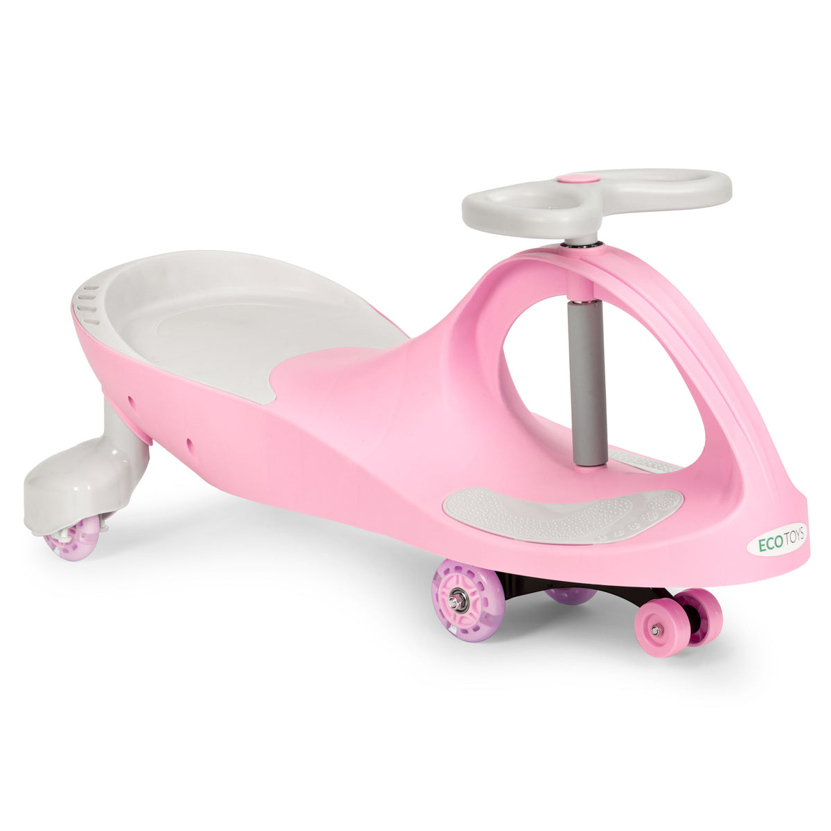 Bērnu pašbraucošā mašīna (wiggle car) ar LED riteņiem, rozā | EcoToys