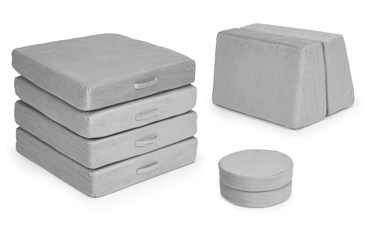 Liels saliekams modulārs bērnu dīvāns DIY, 8 mīksti spilveni, pelēks | EcoToys