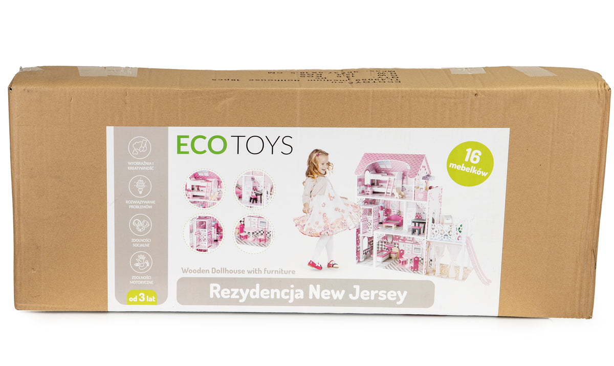 Koka leļļu māja XXL ar liftu un slidkalniņu | EcoToys