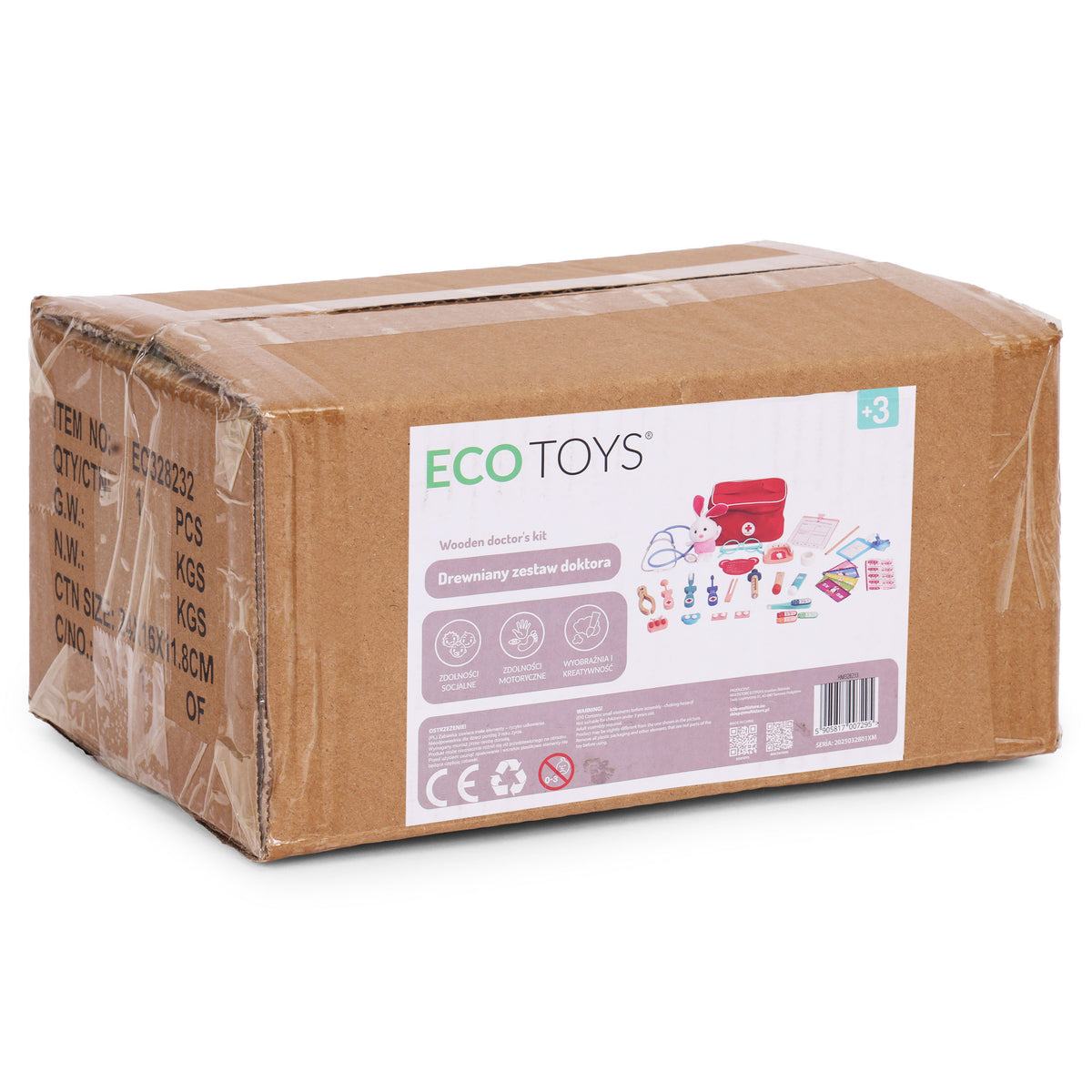 Koka ārsta komplekts bērniem – ārsta soma, 28 gab. | EcoToys