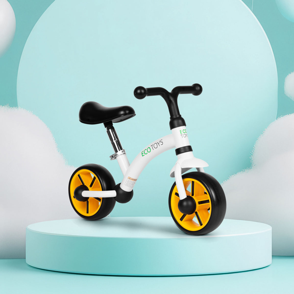 Līdzsvara velosipēds ar EVA riteņiem un regulējamu sēdekli, melns | EcoToys