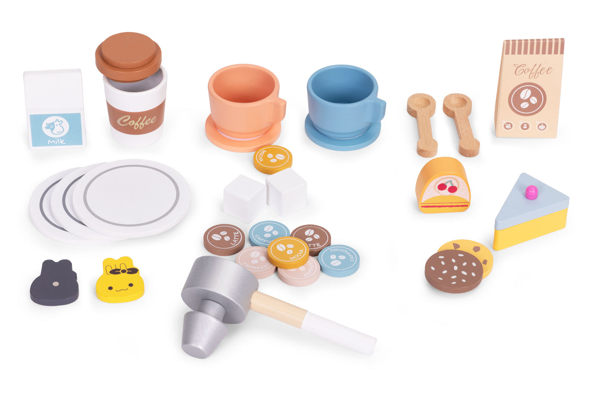 Koka bērnu kafijas automāts 2in1 – baristas veikals, 26 piederumi | EcoToys