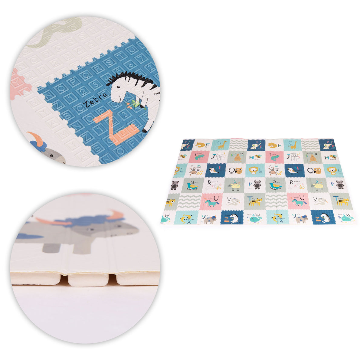 Izglītojošs divpusējs putu paklājs 200x150 cm ar auguma mērītāju un alfabētu | EcoToys