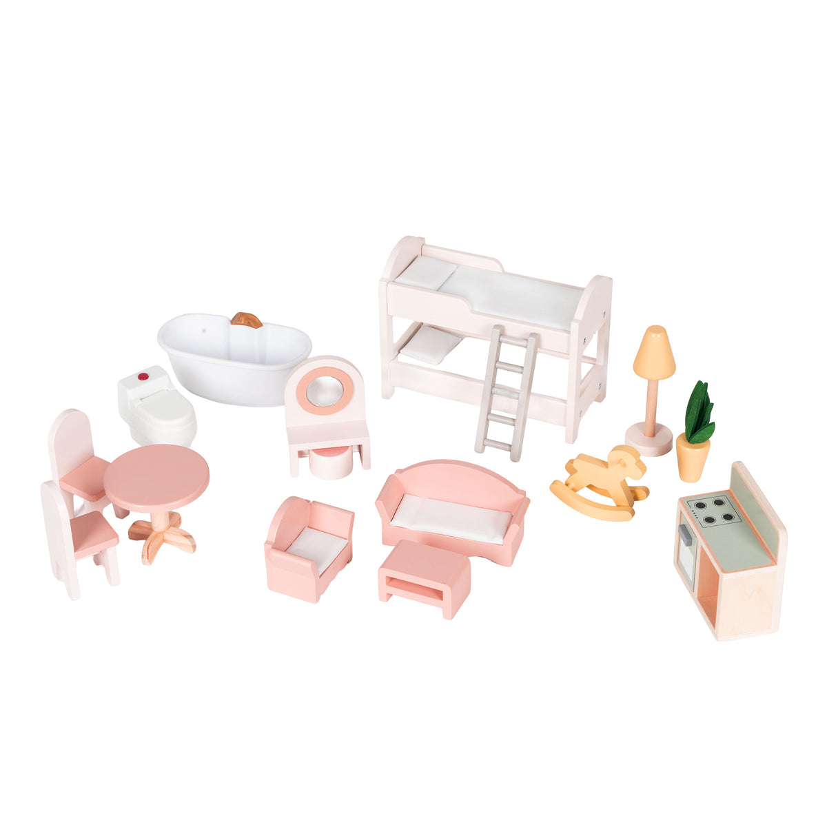Koka leļļu māja “Laura”, 3 stāvi, 5 istabas, 15 mēbeles | EcoToys