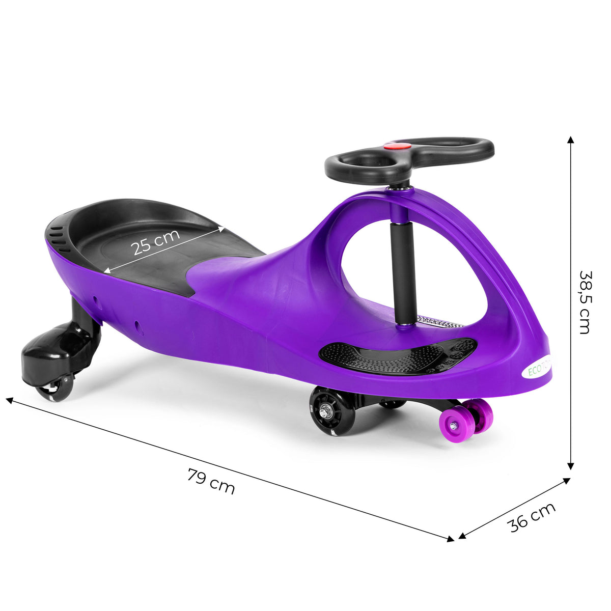 Bērnu pašbraucošā mašīna (wiggle car) ar LED riteņiem, violeta | EcoToys