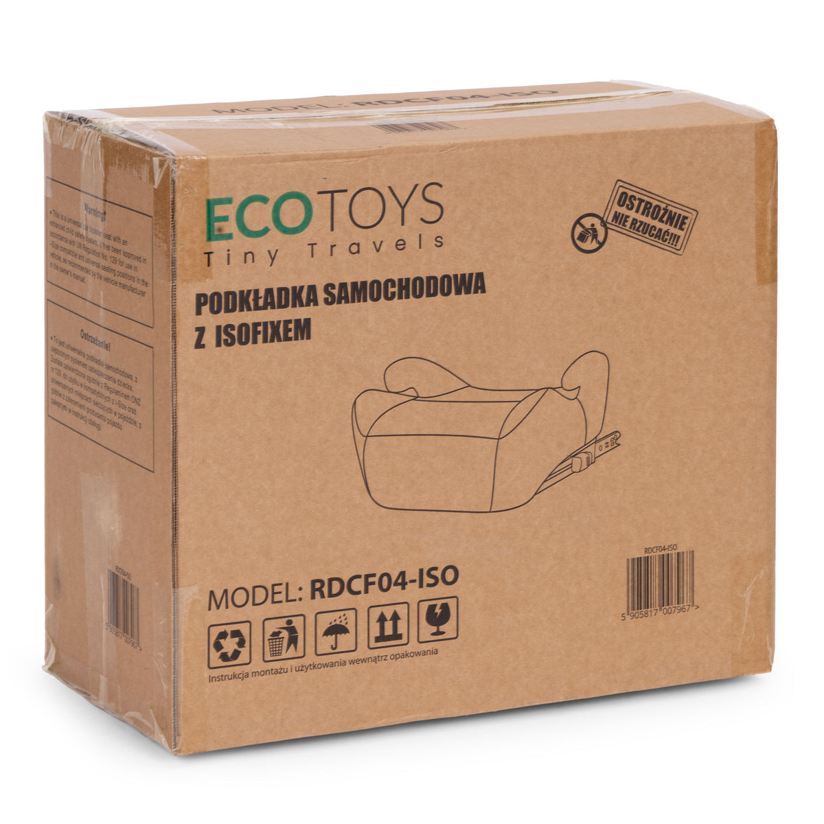 Bērnu autosēdeklis-paliktnis ISOFIX i-SIZE, 125–150 cm, ar glāzes turētāju | EcoToys