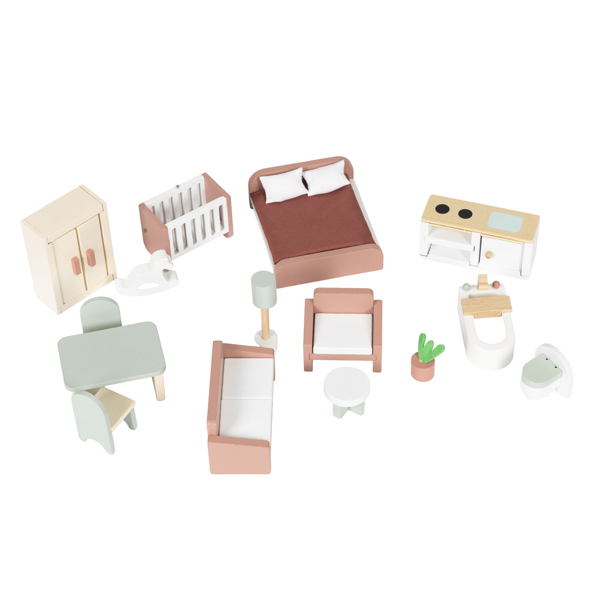 Koka leļļu māja “Bella Castle”, 4 stāvi, 5 istabas, 15 mēbeles | EcoToys