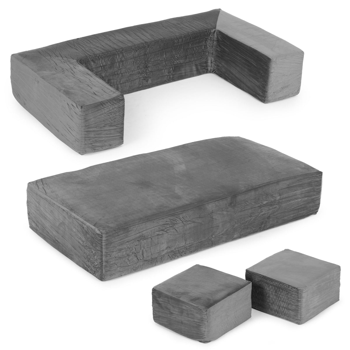 Saliekams modulārs bērnu dīvāns DIY, 4 mīksti spilveni, pelēks | EcoToys