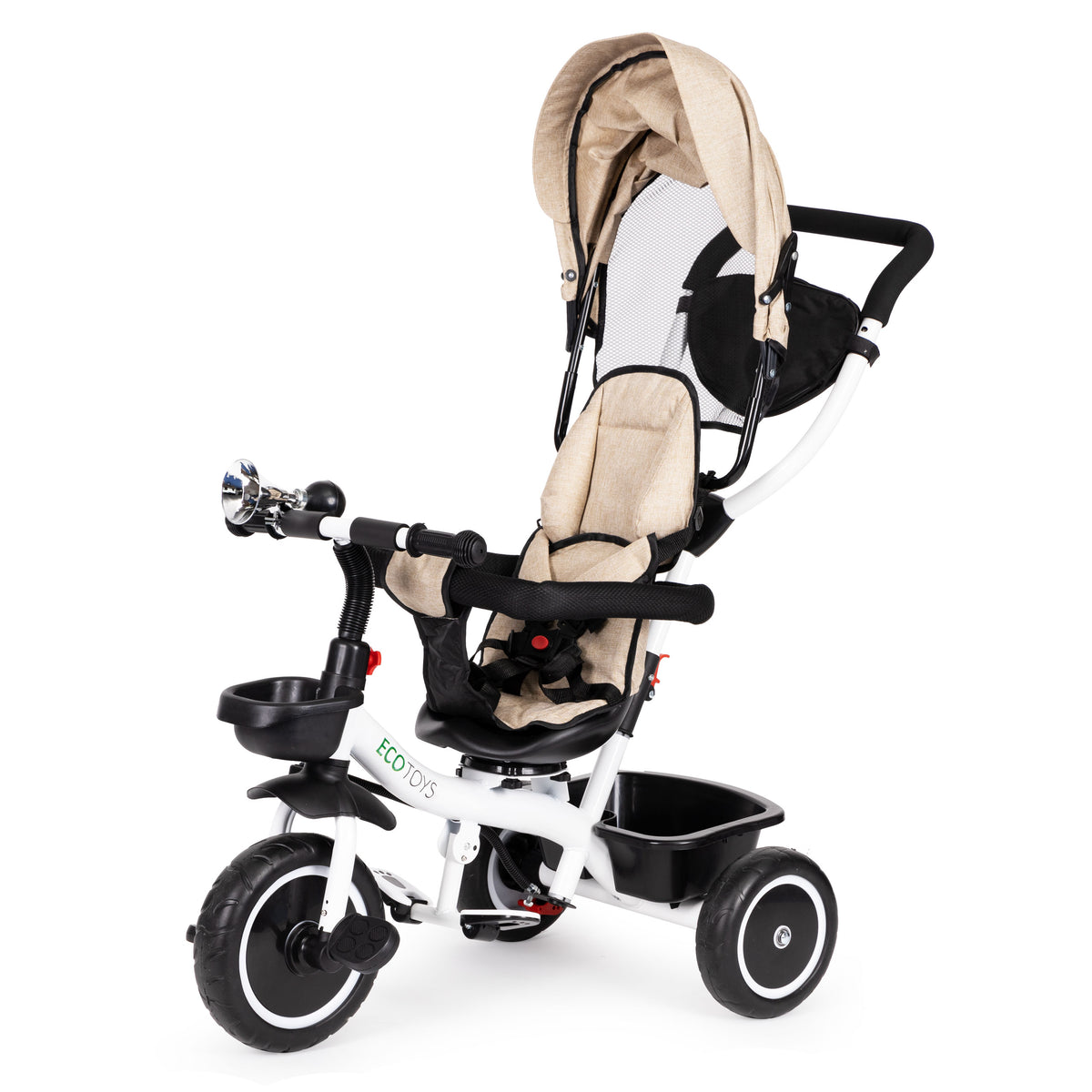 Trīsritenis ar 360° grozāmu sēdekli, bēšs | EcoToys