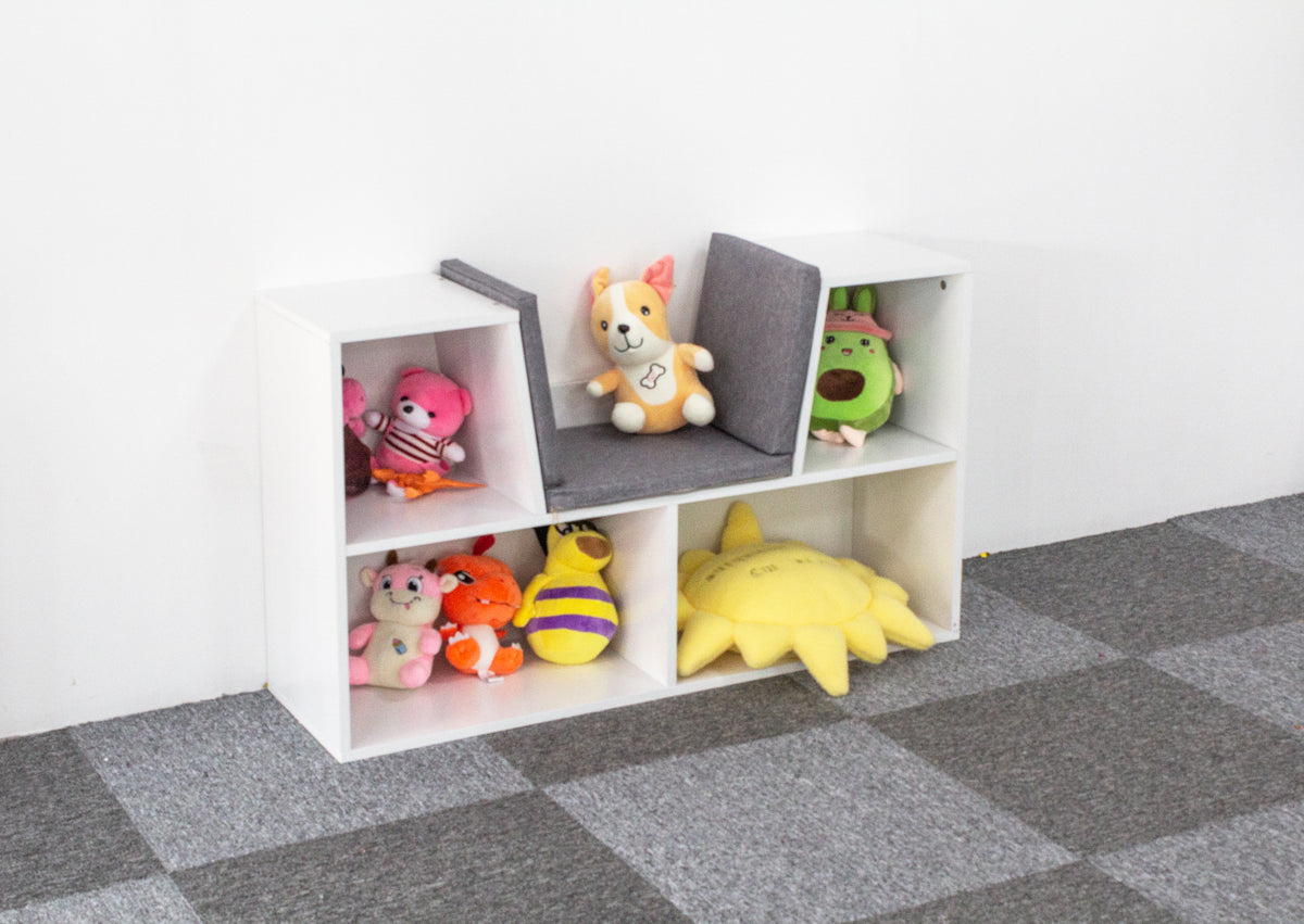 Bērnu grāmatplaukts ar sēdekli un soliņu | EcoToys